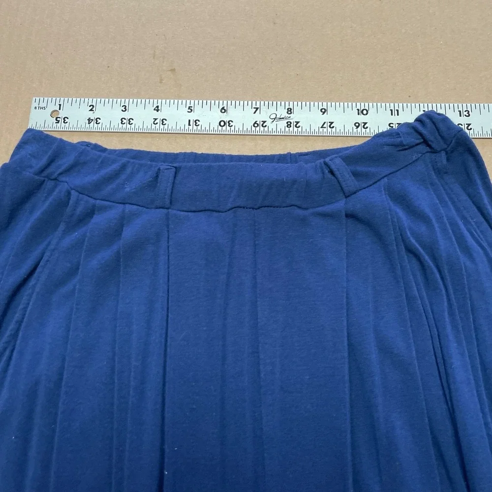 Women's Ultra Wide Leg Pants Small Navy High Rise Pleated Pull On Palazzo‎